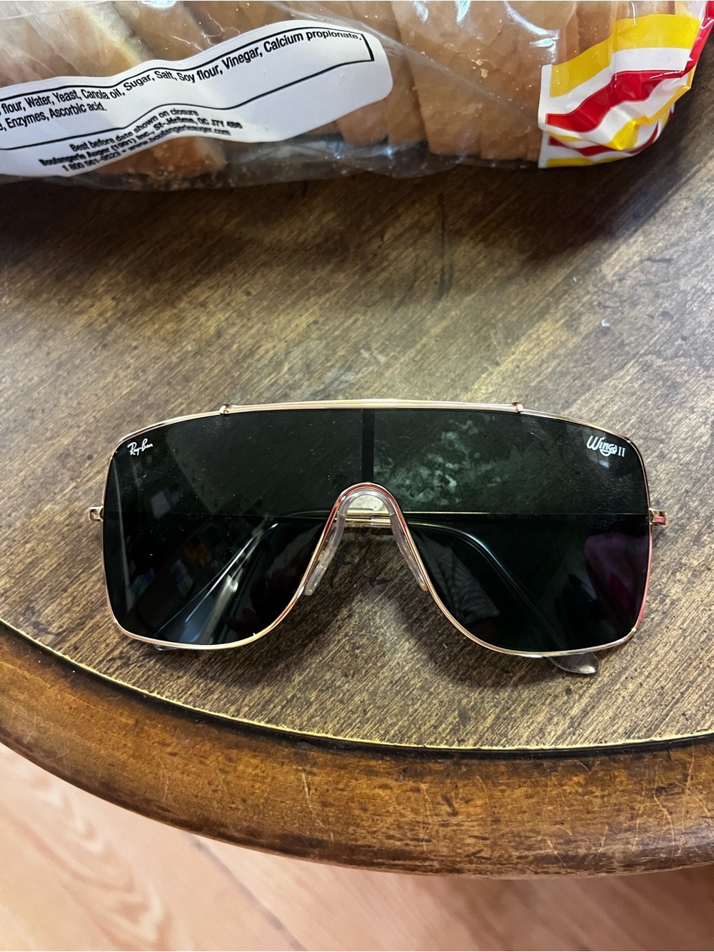 Ray-Ban Men’s Shield Sunglasses in Black with Gold Frame
